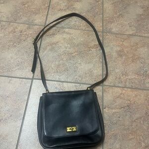 Chic Black Fossil Crossbody Bag with Gold Hardware y2k vintage